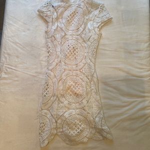 White and tan Laced dress